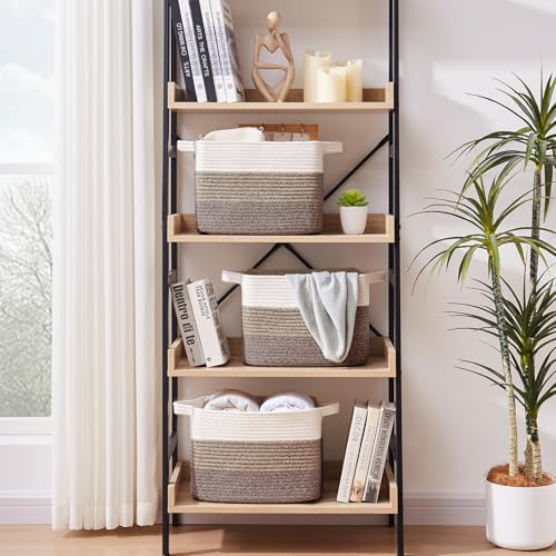 OIASKET Storage Basket for Organizing, Woven Baskets for Storage, Rectangle Decorative Baskets for Shleves, Closet, Toys, Book, Nursery Organizer Bins - Pack of 3 (Gradient Dark Brown, 13"x9.85"x8.7") - color: Gradient Dark Brown, size: 13"x9.85"x8.7"