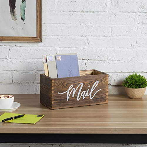 MyGift Mail Holder Storage Organizer Box Rustic Brown Wood with MAIL Script Design, Desktop Letters, Bills, Notes and Postcard Bin for Home Office Dorm Room - color: Rustic Brown