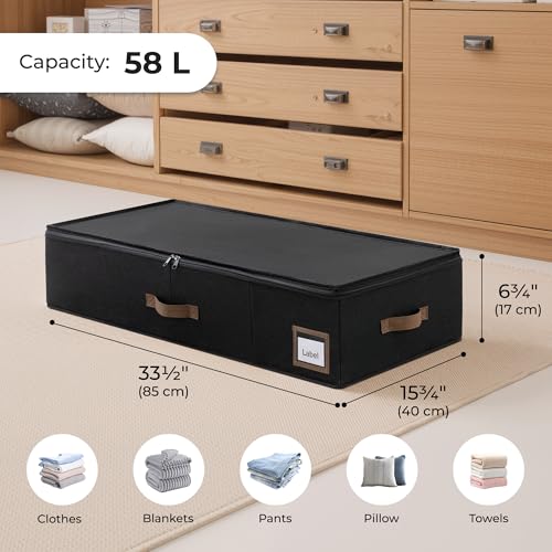 Cupic Cupid Under Bed Storage Containers, Foldable Organizer with Lid for Bedroom, Underbed Storage Box for Blankets, Clothes, Shoes, 2 Pack, Black - color: Black