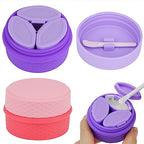 Adorila 2-Pack Silicone Travel Makeup Containers, 0.34oz/10ml TSA Cream Jars, 3-in-1 Modular Skincare Storage Case (Pink, Purple) - color: Purple+Pink
