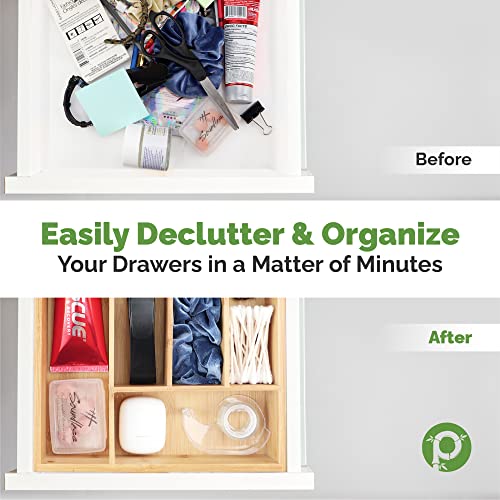 Pristine Bamboo Silverware Organizer - Small Extra-Deep Wooden Kitchen Drawer Organizer Divider for Spoons, Forks, Knives & Cutleries - 5 Slots - color: Brown, size: 5 Slot