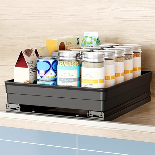 Nieifi Spice Organization for Cabinet-Vertical Spice Rack Pull Out-Spice Rack Organizer for Cabinet-8-1/4 inch Wide-Seasoning Kitchen Organizer-8.26" W x 10.6" D x 2.7" H-1 Pack - color: Black, size: 8-1/4" - 1 Tier
