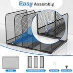 TOPCJ 5 Sections Desk File Holder/Rack/Sorter,Mesh File Organizer,File Folder Organizer,Metal Upright Desktop Organization for Documents,Magazine,Kitchenware,Antiskid,Antirust,Sturdy,2 Packs - style: 2 Packs