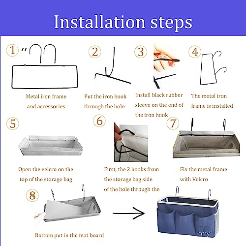 Bedside Caddy, Bedside Hanging Storage Organizer forBunk and Hospital Beds,College Dorm Bed，Can be Placed Glasses Books Mobile Phones(Navy Blue 1) - color: Navy Blue