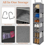 VERONLY Hanging Shoe Organizer for Closet,8-Shelf Hanging Storage with Side Mesh Pockets,Wider Shelves for Baseball Caps,Clothes (9" W × 11.8" D × 54" H) Grey - style: Gray Bamboo Hanging
