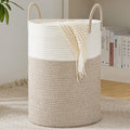 Cotton Rope Laundry Basket by YOUDENOVA, 58L Woven Collapsible Laundry Hamper, Clothes Hamper with Reinforced Handles in the Laundry Room, Bedroom, Bathroom, Brown - color: Brown, size: 58L
