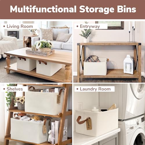 CHICVITA Closet Storage Bins Storage Baskets for Shelves, Baskets for Organizing, Closet Organizers and Storage, Cube Storage Bins, 16 ¾" L x 11" W x 9 ¾" H, Beige, 4-Pack - color: Beige 4-Pack, size: 16 ¾" L x 11" W x 9 ¾" H