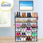 Sundaze Shoe Rack - 6 Tier Metal Shoe Rack for Front Door Entrance, Sturdy Tall Shoe Organizer for Closet, Bedroom, Entryway, Garage, Black Metal Shoe Shelf, Holds Up to 30 Pairs