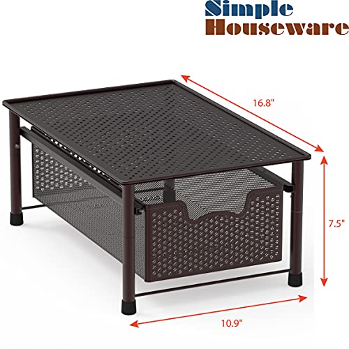 Simple Houseware Stackable Cabinet Basket Drawer Organizer, Bronze - color: Bronze, size: 1-Tier