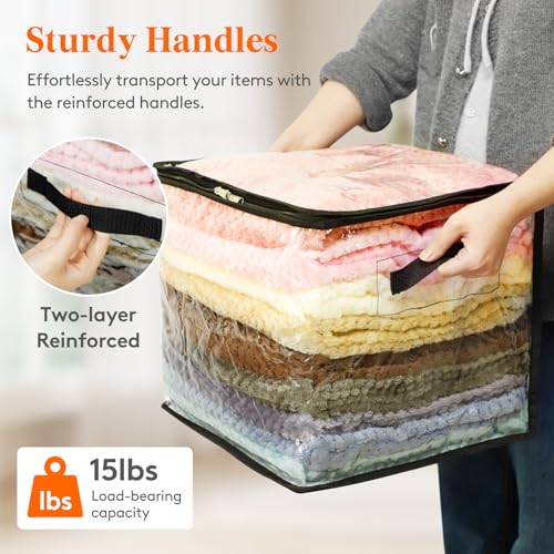 Lifewit 4 Pack Clear Clothes Storage Bags, Sweater Storage with Zipper, 36L Vinyl Foldable Moving Bags, Storage Container for Blankets Bed Sheet Sweater Yarns - size: 36L