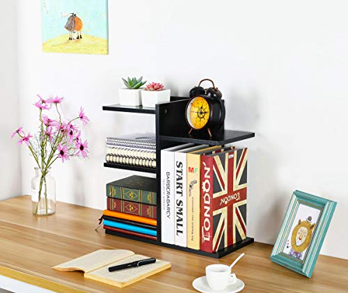 PAG Wood Desktop Shelf Small Bookshelf Desk Supplies Organizers and Accessories Storage Display Rack Office Decor for Women, Black - color: Black, size: Style 5