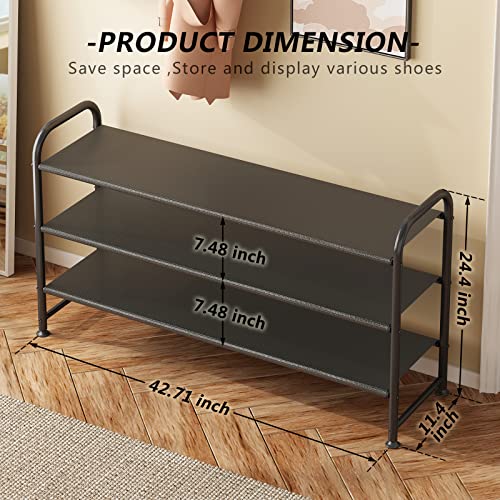 INGIORDAR Shoe Rack 3 Tier Long Storage Organizer Wide Metal Shoe Shelf for Closet Entryway Black - color: Black, size: 3 Tier