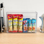 Clear Dishwasher Detergent Pod Holder for Kitchen Cabinet, Plastic Under Sink Storage and Organizer for Lid, Sponge, Coffee Pods, Large Laundry Pods Dispenser Box with Divider