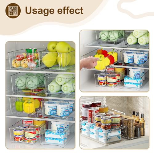 Clear Fridge Organizer, Refrigerator Organizer Bins with Handle, Freezer, Kitchen Cabinet, Pantry Organization, BPA Free Fridge Organizers (12.4 inch 2 Pack) - size: 12.4 inch 2 Pack
