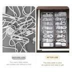 4 Pcs Cable Organizer with 40 Pcs Wire Ties, PlasticCord Storage Box with Clear Lid Electronics Cable Box for Home Office Supplies, Desk Organizers Accessories