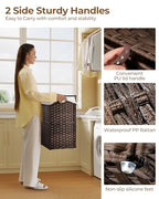 Greenstell Laundry Hamper with Lid, 90L Clothes Hamper with 2 Removable Liner Bags & 2 Mesh Laundry Bags, Handwoven Synthetic Rattan Laundry Basket for Clothes, Toys in Bathroom, Bedroom Brown - color: Brown, size: 90L (18.1 x 13.0 x 23.6 inches)