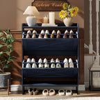 Maupvit Shoe Storage Cabinet with 2 Flip Drawers, Freestanding Shoe Organizer with Metal Legs for Entryway, Narrow Shoe Rack Cabinet, Blue - color: Blue, style: 2-Drawers