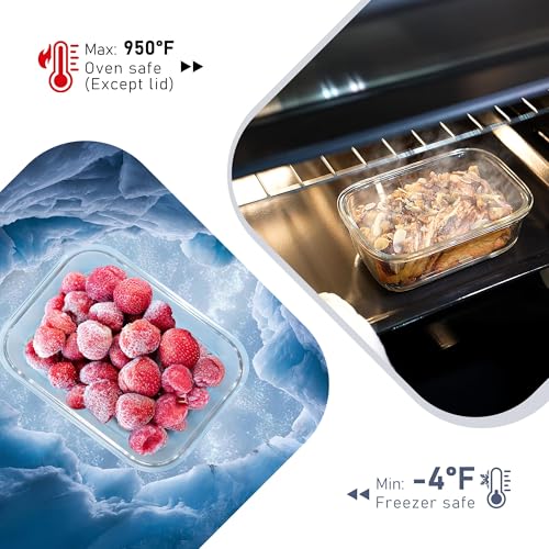 10-Pack Glass Food Storage Containers with Tempered Lids – Borosilicate, Airtight, Oven-Safe (-4°F~950°F), BPA-Free, 4.4 & 1.6 Cup, Leak-Proof, Dishwasher Safe (Gray) - color: Tempered Lids Gray, size: 4.4Cup*5 & 1.6 Cup*5
