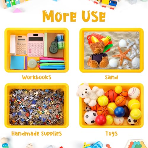 Hoteam 10 Pcs Flat Storage Organizer Tray Bin Paper Tray for Classroom Plastic Stackable File Organizer for School Office Teacher Book Organization(Yellow,13.78 x 9.84 x 3.15 Inch) - color: Yellow, size: 13.78 x 9.84 x 3.15 Inch