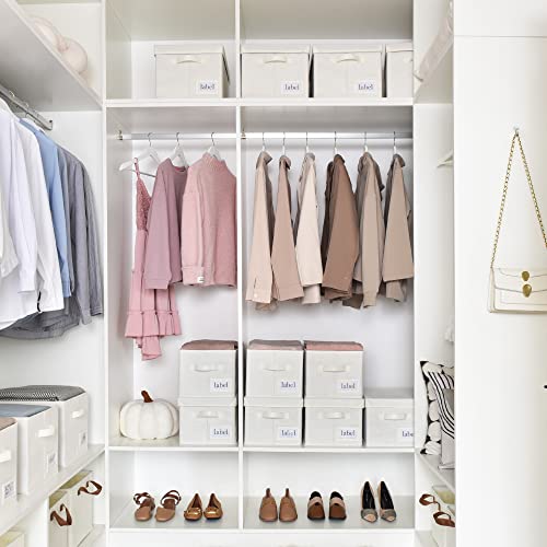 GRANNY SAYS Closet Organizer Bins with Label Holder, Fabric Storage Baskets, Foldable Storage Bins for Living Room, Decorative Storage Containers Organizing, Pearl White, Medium, 3-Pack - color: Pearl White, size: Medium