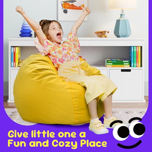 Hobestluk Bean Bag Chairs 2.5FT Bean Bag Chair with Memory Foam Filled & Machine Washable Cover,Beanbag Chair, Small Bean Bag Chairs for Playroom, Living Room, Bedroom - color: Mustard, size: 2.5FT - 28.5" x 28.5" x 17.8"
