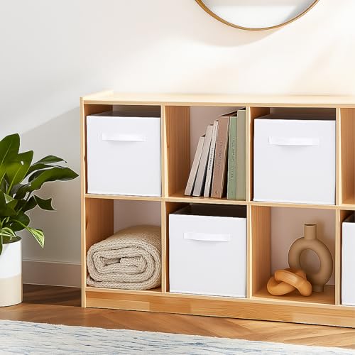 PowerKing Collapsible Storage Cubes with Handles, Fabric Foldable Bins for Closet Shelves, Durable Organization Storage Bins, 10.5'' x 11'' x 10.5'' (2Pack, White) - color: White, size: 2Pack