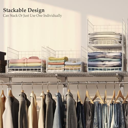 Cidaziya Closet Organizers and Storage Shelves for Clothes, Collapsible Stackable Storage Bins Organizer Baskets Containers Drawers for Truck Camper Closet RV Closets Pantries Cupboard Wardrobe - color: White