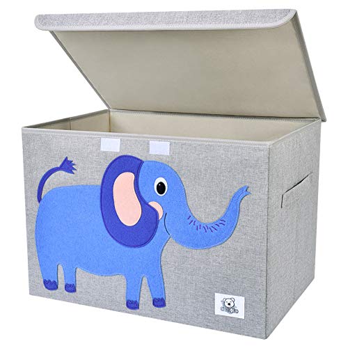 CLCROBD Foldable Large Kids Toy Chest with Flip-Top Lid, Collapsible Fabric Animal Toy Storage Organizer/Bin/Box/Basket/Trunk for Toddler, Children and Baby Nursery (Elephant) - color: Elephant