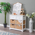 PHI VILLA White Storage Cabinet with Baskets, Accent Cabinet with Drawers, Entryway Rattan Cabinet with Shelves - color: White, size: 6 Drawers