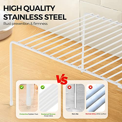 Ravinte 1 Pack Freezer Shelf Organizer, Expandable Cabinet Storage Shelf with Rustproof Metal Wire, Adjustable Kitchen Cabinet Organizer Spice Rack for Frige, Pantry, Cupboard, Countertop - White - color: White