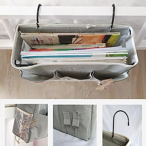 Bedside Caddy/Hanging basket Storage Organizer Bag for Bunk and Hospital Beds,College Dorm Bed，Can be Placed Glasses Books Mobile Phones (Grey 1) - color: Grey