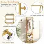 Kaitiemoo Heavy Duty Clothing Rack with Wheels,Modern Garment Rack with 3 Metal Shelves, 71.8Inches Display Rack for Hanging Clothes, Hanging Rod for Small Space,Gold - color: Gold