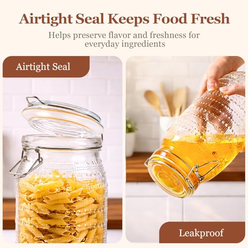 ComSaf 0.5 Gallon / 3 Pack Wide Mouth Glass Jars with Airtight Lids,Large Airtight Food Storage Containers for Pantry, Heavy-Duty Canister Set for Flour, Sugar, Cereal, Cookies, and Pet Food - size: 0.5 Gallon/3pcs
