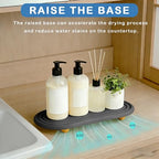 Instant Dry Sink Tray, Anti-Slip Stone Sink Caddy, Durable Kitchen Sink Organizer, Quick Dry Water Absorbing Stone Tray for Bathroom Counter, Stone Soap Tray -Dark Gray - color: Dark Gray Wooden Foot 4circles Large