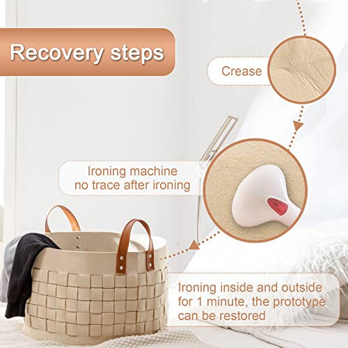 Blanket Basket, BOLDMONKEY 20"x 20"x13" XXLarge Woven Felt Laundry Baskets with Handle Nursery Storage Living Room Round for Toy, Clothes, Kids, Bedroom(Khaki) - color: Khaki
