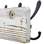 SKOLOO Rustic Wall Mounted Coat Rack: 16" Stud Spacing, Pine Real Wood Plank Wall Coat Rack with 5 Triple Hooks, Farmhouse Coat Hanger Wall Mount for Hanging Backpack Jacket Coat Hat - color: White Plate & Black Hook, size: 1 Item-5 Hooks