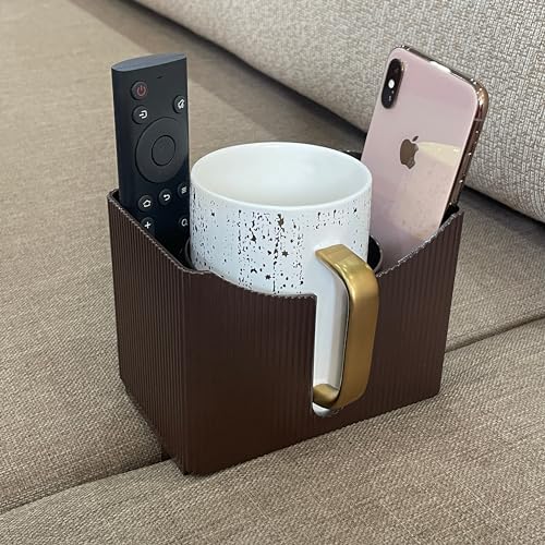 Couch Anti-Spill Drink Holder Tray, Couch Seat Cushion Cup Beverage Holder for Cups, Mugs, Bottles, Cans (Brown) - color: Brown