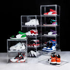 12 Pack Shoe Boxes, Clear Acrylic Stackable Plastic Sneaker Box Container, Magnetic Drop & Side Open Shoe Organizer Case Container With Lids Fits Up to Size 14 (Clear) - color: Clear