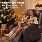 Home Theater Seating Power Recliner Chair, Massage Reclining Sofa with Cup Holders, Wall Hugger RV Recliners,145° Adjustable Recline & Pockets for Movie Room(Brown, Single Chair) - color: Brown, size: Single Chair 34''