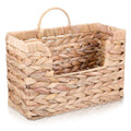 Woven Hanging Magazine Holder Water Hyacinth Magazine Basket Wall Mounted Woven Mail Organizer Wicker Storage Box with Handle Newspaper Rack Decorative for Home Office