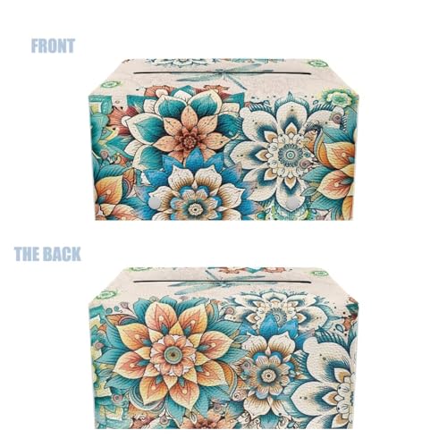 Hippie Flower Rectangle Tissue Box Cover Modern PU Leather Rectangular Tissue Box Tissue Box Holder Waterproof Tissue Cover Decorative Tissue Box Organizer for Bathroom - color: Hippie Flower