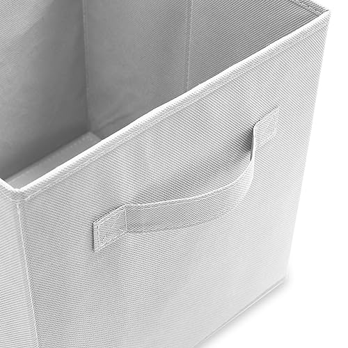 Casafield Set of 6 Collapsible Fabric Cube Storage Bins, White - 11" Foldable Cloth Baskets for Shelves, Cubby Organizers & More - color: White, size: 10.5" x 10.5" x 11"