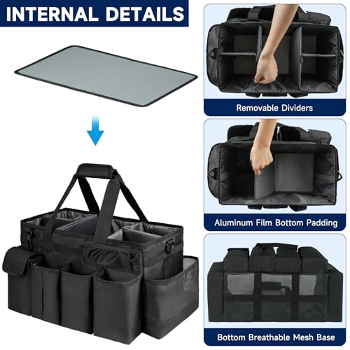 Cleaning Caddy Bag,Extra Large Cleaning Supplies Organizer with Handle for Housekeepers,Black - color: Black, size: Extra Large