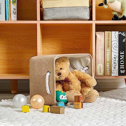 TheWarmHome Storage Bins for Shelves - Medium 3Pack 13.8L*9.8W*6.7H inch Canves Storage Basket for Organizing, Fabric Storage with Handles for Clothes Baby Dog Toys(Beige) - color: Beige, size: 3PCS/Medium -13.8Lx9.8Wx6.7H