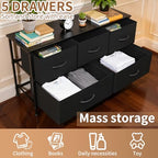 SHAWKEN Fabric Dresser with One-Piece Steel Frame,5 Drawer Dresser for Closet Organizer,Bedroom,Living Room,Hallway & Dorm Room(Black) - color: Black