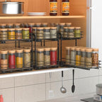 BOIVSHI Spice Rack Organizer for Cabinet, 2 Tier Pull Out Spice Organizer for Cabinet Height Adjustable Heavy Duty Metal Basket for Inside Cabinets & Pantry Closet (5.5''Wx10.5''Dx9.5''H) - size: 2 Tier,5.5''Wx10.5''Dx9.5''H