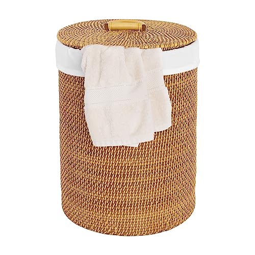 Seville Classics Premium Natural Handwoven Portable Laundry Bin Basket with Carrying Handles - color: Natural Water Hyacinth, size: Rectangular Hamper