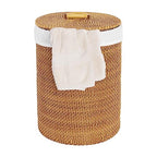 Seville Classics Premium Natural Handwoven Portable Laundry Bin Basket with Carrying Handles - color: Natural Water Hyacinth, size: Rectangular Hamper