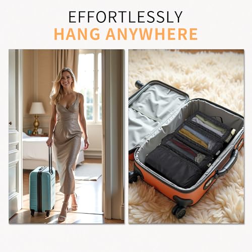 Suitcase Organizer Travel Bags Organizer for Luggage Compression Hanging Packing Cubes for Travel Carry on Closet (Bag Only) - color: Black, size: Medium