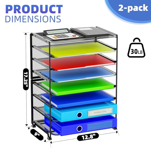 Simple Trending 2 Pack 8 Tier Letter Tray Paper - Mesh Desk File Organizer for Office School Desktop, Black - color: 2 Pack 8 Tier Black-Mesh Desk